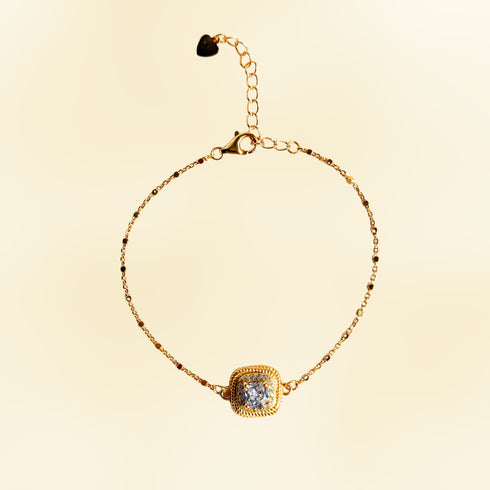 Zirconia Square Bracelet – Minimalist Luxury in 18K Gold Vermeil